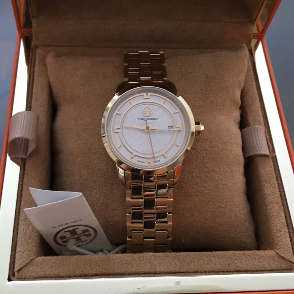NWT !! Tory Burch Gold Watch 28mm Ivory Dial